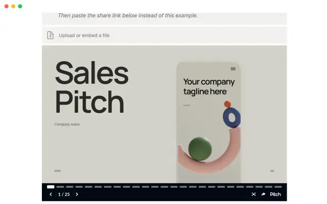 Pitch's sales deal room screenshot 3