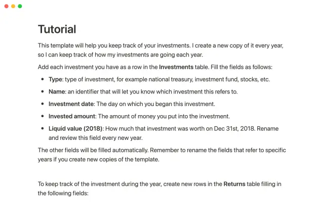 Investments tracker screenshot 2
