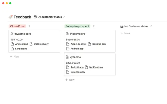Notion's sales feedback tracking screenshot 3