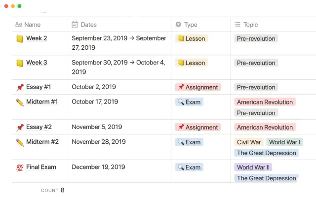 Course schedule screenshot 3