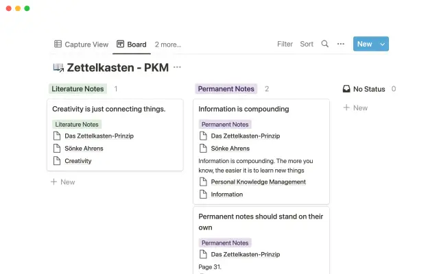 Zettelkasten knowledge management screenshot 1