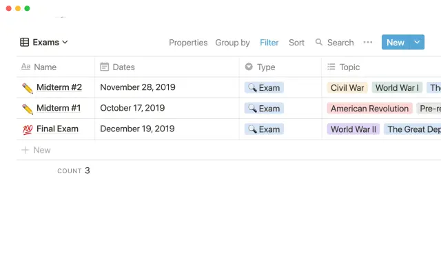 Course schedule screenshot 2
