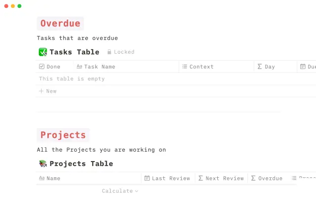 Personal planning dashboard screenshot 1