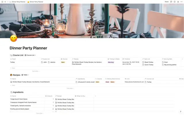 Dinner party planner screenshot 2