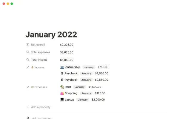 Yang's financial tracker screenshot 1