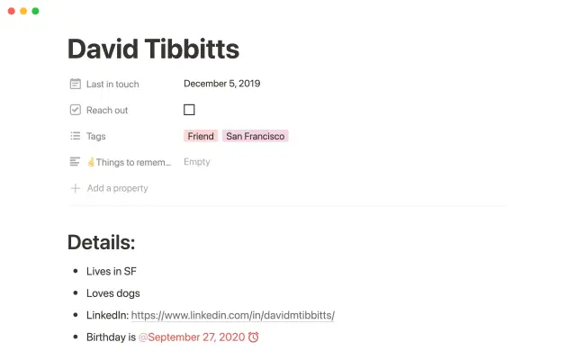 Personal rolodex screenshot 2
