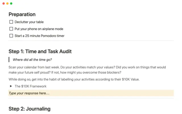 GTD weekly review screenshot 4
