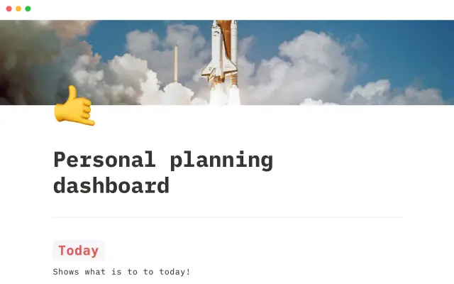 Personal planning dashboard screenshot 4