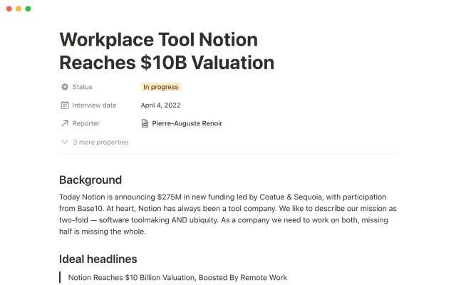 Notion PR & media tracker screenshot 2