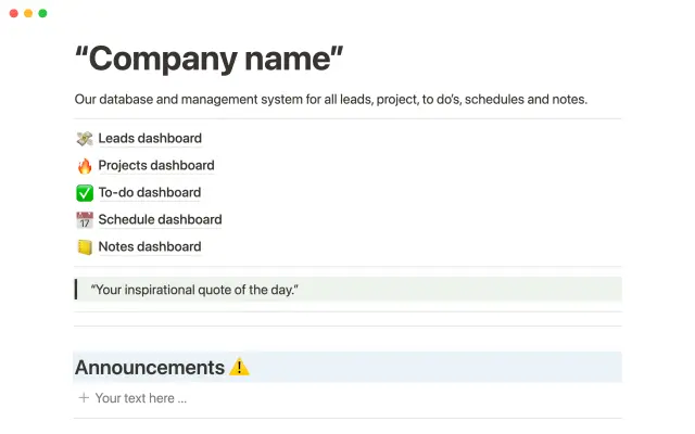 Production company project management screenshot 2