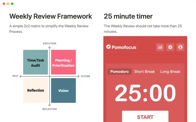 GTD weekly review screenshot 2