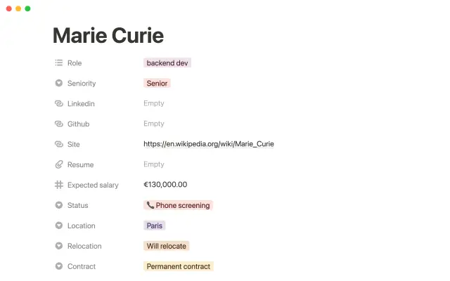 Engineering hiring pipeline screenshot 2