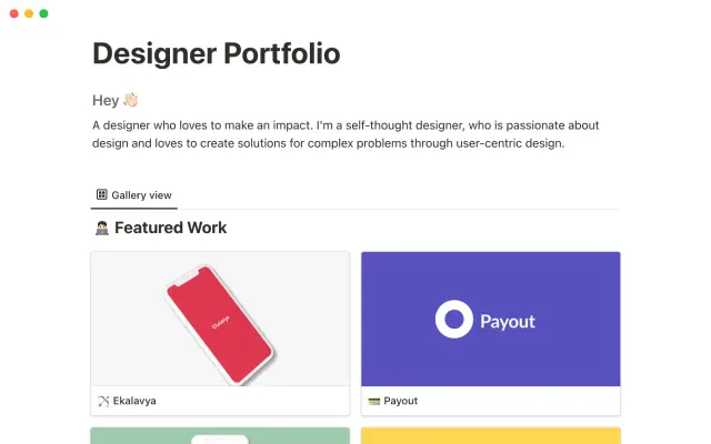 Designer portfolio screenshot 1