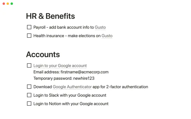 New hire onboarding screenshot 2