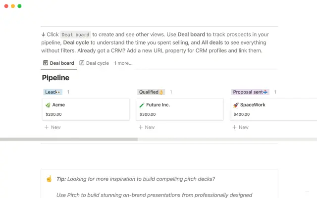 Pitch's sales deal room screenshot 4