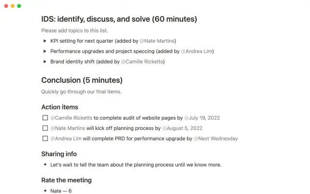 Weekly level 10 meeting screenshot 2