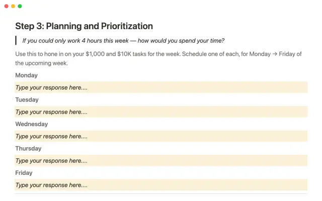 GTD weekly review screenshot 3