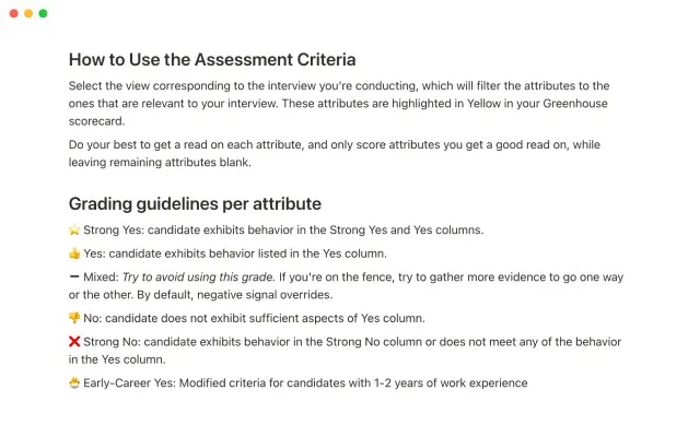 Engineering assessment criteria screenshot 2