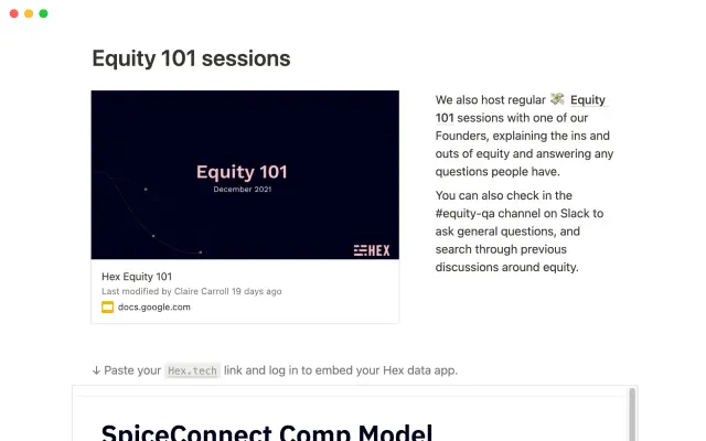 Hex's internal equity resource screenshot 3