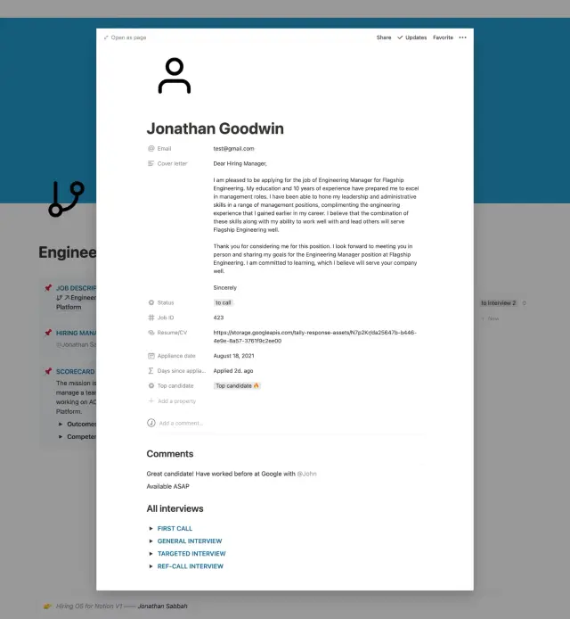 Hiring OS screenshot 2
