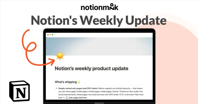 Notion's weekly product update screenshot 1