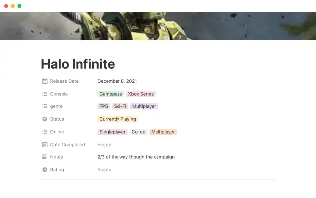 Video game tracker screenshot 2
