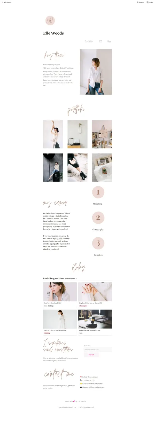 Feminine website screenshot 2