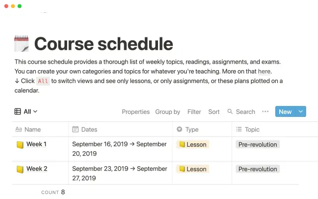 Course schedule screenshot 4