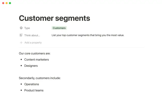 Business model canvas screenshot 2