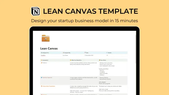Notion lean canvas screenshot 2