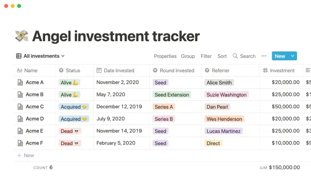 Angel investment tracker screenshot 4
