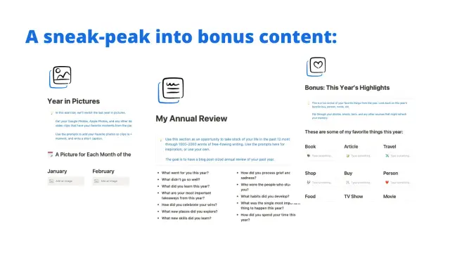 Personal annual review workbook screenshot 2